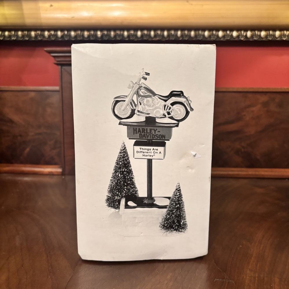 Dept 56 Snow Village Harley-Davidson Sign 54901 NIB Motorcycle Accessory